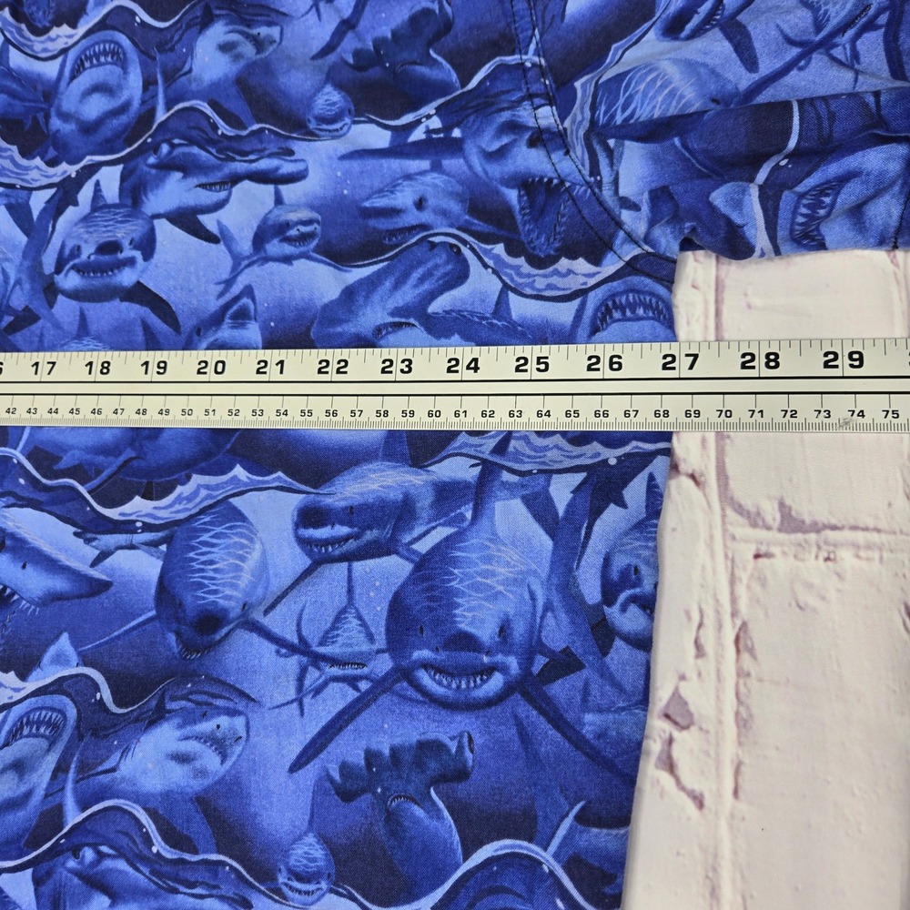 High Seas Trading Co Mens Blue Shark Print Button Up Hawaiian Shirt XXXL USA - Picture 6 of 8
